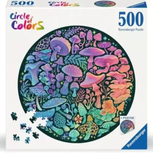 פאזל עגול 500 חלקים - פטריות בצבעים - ravensburger