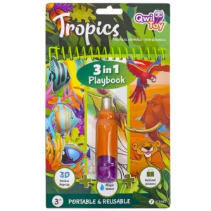 חוברת טוש מים ומדבקות 3 ב-1 - העולם הטרופי