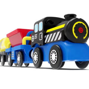 קטר אלקטרוני עם 2 קרונות ושתי דמויות בעיצוב רטרו מבית Myka Fort