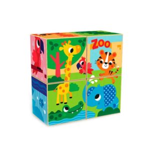 פאזל קוביות מעץ- 4 קוביות, 6 פאזלים מבית Kids Hits