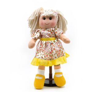 בובת אנושקה- שמלת פרחים צהובה לבנה